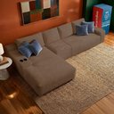 Ver imagem 1 de Sofá Evo 3,40m Molas Ensacadas com Chaise Lounge Esquerda Velourê Marrom Cama Inbox