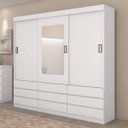 Ver imagem 1 de Guarda-Roupa Casal com Espelho 3 Portas 9 Gavetas Hércules Plus