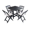 Conjunto Prático Mesa e 4 Cadeiras Dobrável Preto, Estofado Bar-cozinha-lazer-varanda ( Quadrado Ova - 11