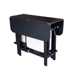 Conjunto Prático Mesa e 4 Cadeiras Dobrável Preto, Estofado Bar-cozinha-lazer-varanda ( Quadrado Ova - 14