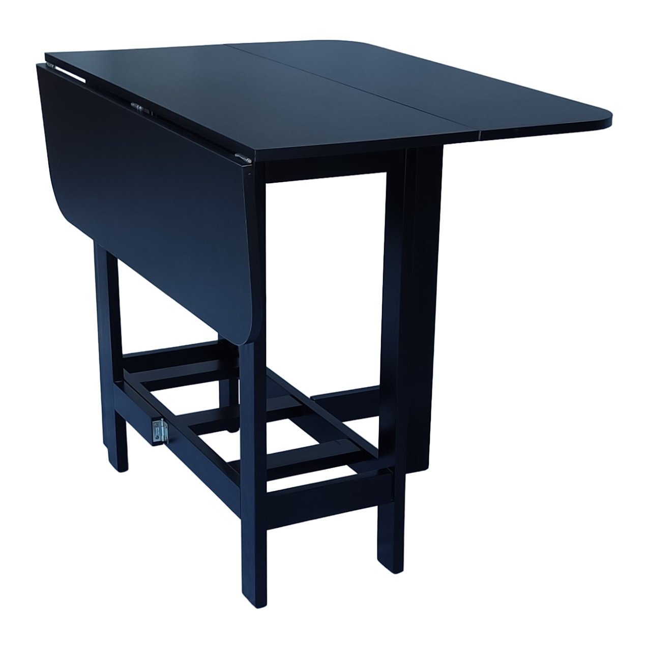 Conjunto Prático Mesa e 4 Cadeiras Dobrável Preto, Estofado Bar-Cozinha-Lazer-Varanda ( QUADRADO OVA - 12