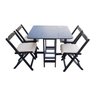 Conjunto Prático Mesa e 4 Cadeiras Dobrável Preto, Estofado Bar-cozinha-lazer-varanda ( Quadrado Ova - 10