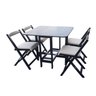 Conjunto Prático Mesa e 4 Cadeiras Dobrável Preto, Estofado Bar-cozinha-lazer-varanda ( Quadrado Ova - 2