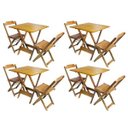 Ver imagem 1 de Kit 4 Jogos de Mesa Dobrável com 2 Cadeiras de Madeira 70x70 - Mel