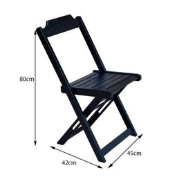 Jogo de Mesa Dobrável 70x70 com 4 Cadeiras de Madeira Ideal para Bar e Restaurante Preto - 4