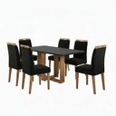 Ver imagem 1 de Conjunto de Mesa Hana com 6 Cadeiras Gol 1,60x80 Mel-cinza/preto