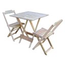 Ver imagem 1 de Jogo de Mesa Dobrável com 2 Cadeiras de Madeira 70x70 Ideal para Bar e Restaurante - sem Pintura
