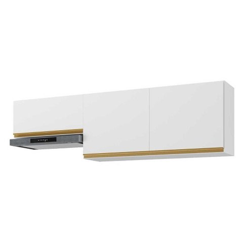 Kit 2 Armários de Cozinha Aéreos 190cm 3 Portas Veneza Multimóveis Mp2383 Branco/dourado