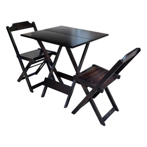 Kit 10 Jogos De Mesa Dobravel Com 2 Cadeiras De Madeira 70x70 Ideal Para Bar E Restaurante - Tabaco - 2