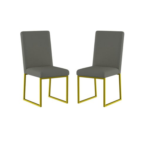 Kit 2 Cadeiras para Mesa de Jantar Base Industrial Dourado Balaqui Cor:cinza