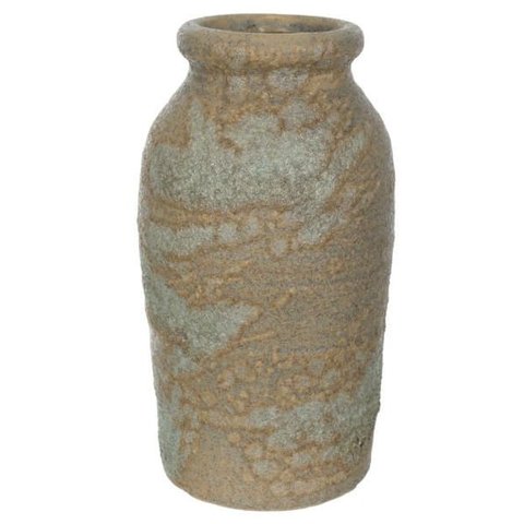 Vaso Ceramica Antigo 2 Tons 22cm Cinza Florarte Flor Arte