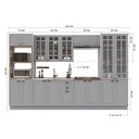 Ver imagem 3 de Cozinha Modulada 6 Peças 1 Torre Quente 1 Cristaleira 2 Balcão sem Tampo 2 Aéreos 100% MDF com Vidro Rodapé Bari Cinza/Titanio Fosco