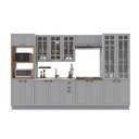 Ver imagem 2 de Cozinha Modulada 6 Peças 1 Torre Quente 1 Cristaleira 2 Balcão sem Tampo 2 Aéreos 100% MDF com Vidro Rodapé Bari Cinza/Titanio Fosco