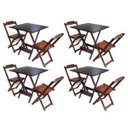 Ver imagem 1 de Kit 4 Conjuntos de Mesa Dobrável com 2 Cadeiras de Madeira 70x70 Ideal para Bar e Restaurante - Imbu