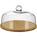 Ver imagem 1 de PRATO BOLO 19x33x33cm BAMBU NATURAL TAMPA VIDRO