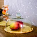 Ver imagem 2 de PRATO BOLO 19x33x33cm BAMBU NATURAL TAMPA VIDRO