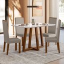 Ver imagem 1 de Conjunto Sala de Jantar 4 Cadeiras Livia Off White/Âmbar