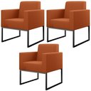 Ver imagem 1 de Kit 03 Poltronas Decorativas Sala Base Fixa Metal Helô L02 Tecido Terracota - Lyam Decor