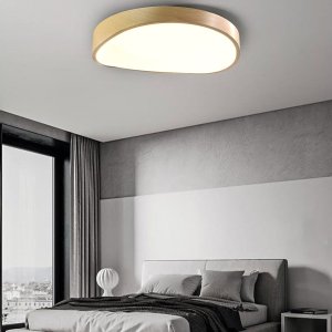 Luminária Plafon Sobrepor Led 3 Tons Madeira Moderno Teto Decoração Iluminação Escritorio Empresa Sa