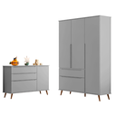 Ver imagem 1 de Conjunto Infantil Comoda e Guarda Roupa Mdf Cinza