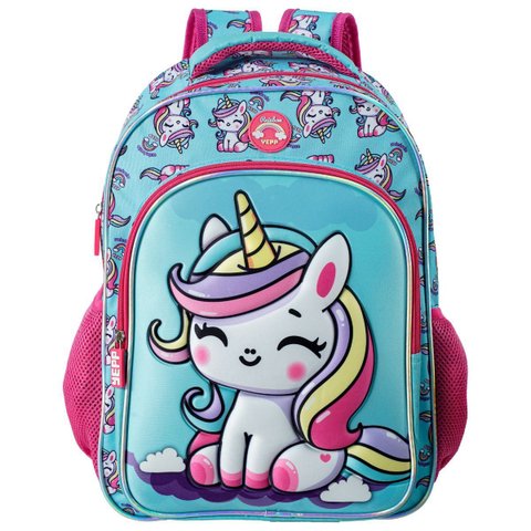 Mochila Escolar Passeio Infantil Unicórnio 16” Costa Menina:azul
