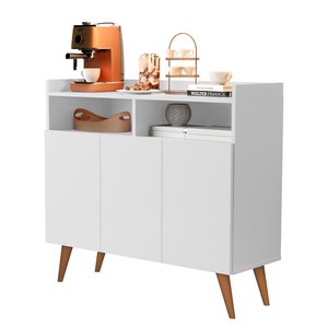 Buffet Aparador Balcão Sala Jantar Estar Wind Retro 3 Portas:branco