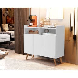 Buffet Aparador Balcão Sala Jantar Estar Wind Retro 3 Portas:branco - 2