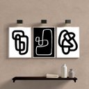 Ver imagem 2 de Kit 3 Quadros Decoração Minimalista Preto e branco 33x24cm - com Vidro:madeira Preta