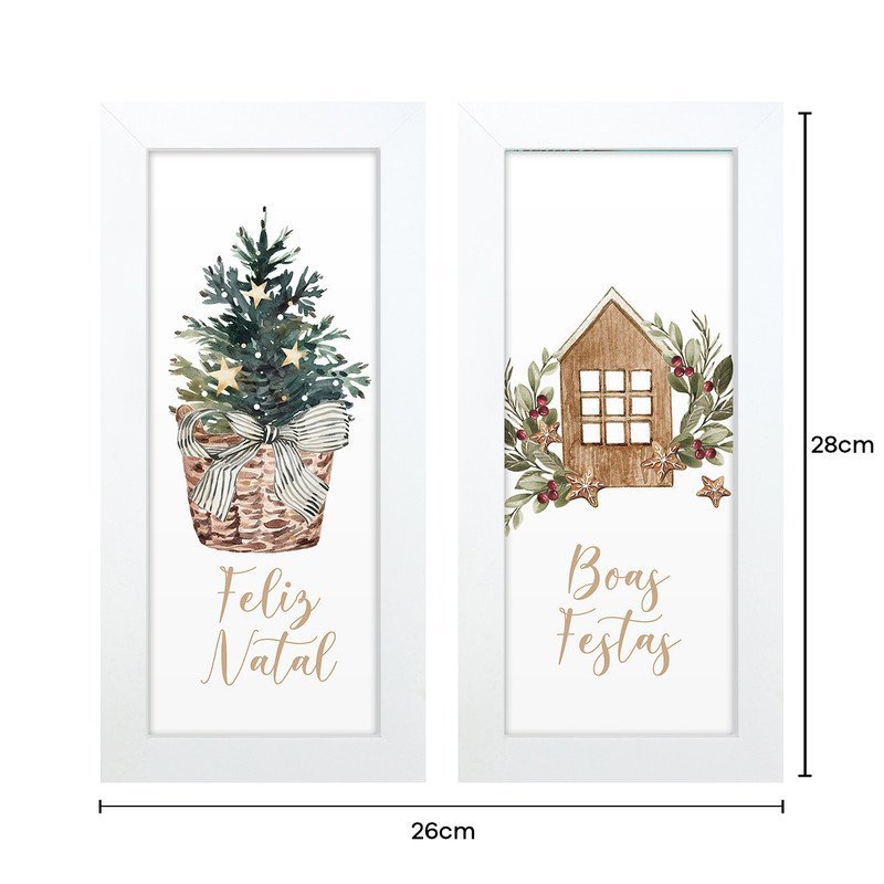 Dupla de Quadros Decorativos Árvore Frases Natal - 4