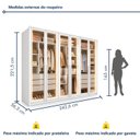 Ver imagem 3 de Guarda Roupa Casal 6 Portas com Vidro Reflecta e 6 Gavetas 100% MDF com LED Imperiale Premium