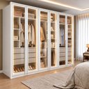 Ver imagem 1 de Guarda Roupa Casal 6 Portas com Vidro Reflecta e 6 Gavetas 100% MDF com LED Imperiale Premium