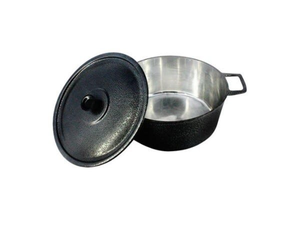 Caçarola Panela Craqueada Alça Alumínio Fundido E Tampa 45cm - Preto - 1