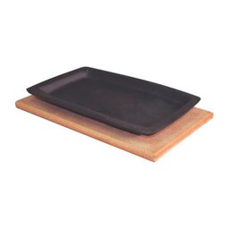 Jogo 5 Tepan 18x28cm Ferro Fundido E 5 Aparador Madeira - 1
