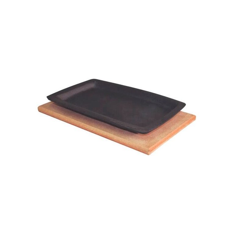 Jogo 5 Tepan 18x28cm Ferro Fundido E 5 Aparador Madeira