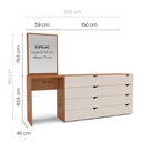 Ver imagem 4 de Cômoda Porto 8 Gavetas com Espelho Creme/freijó - Politorno