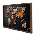 Ver imagem 1 de Quadro Decorativo Mapa Mundo Especiarias em Moldura Caixa Tacolado Moldura Trad 1cm Madeira Escura S