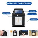 Ver imagem 5 de Luminária Solar Externa Arandela Energia Solar Sensor de Presença 3 Modos de Luz Recarregável