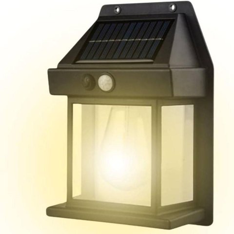Luminária Solar Externa Arandela Energia Solar Sensor de Presença 3 Modos de Luz Recarregável