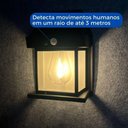 Ver imagem 6 de Luminária Solar Externa Arandela Energia Solar Sensor de Presença 3 Modos de Luz Recarregável