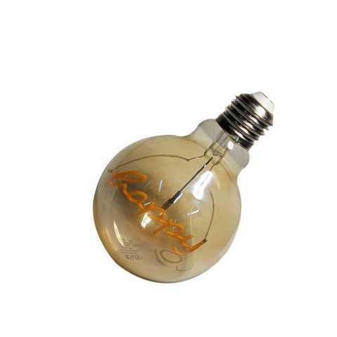 Lampada Led Happy Vintage Mensagem 4w Branco Quente Casa com
