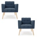 Ver imagem 1 de Kit 2 Poltronas Elisa Suede Azul Marinho Pés Palito Natural - D’Rossi