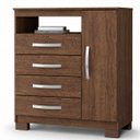 Ver imagem 2 de Comoda Quarto Casal Multiuso Compacto Porta 4 Gavetas Malbec