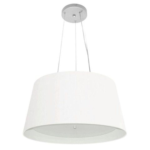 Lustre Pendente Cone Vivare Md-4144 Cúpula em Tecido 25x50x40cm - Bivolt Branco 127/220v