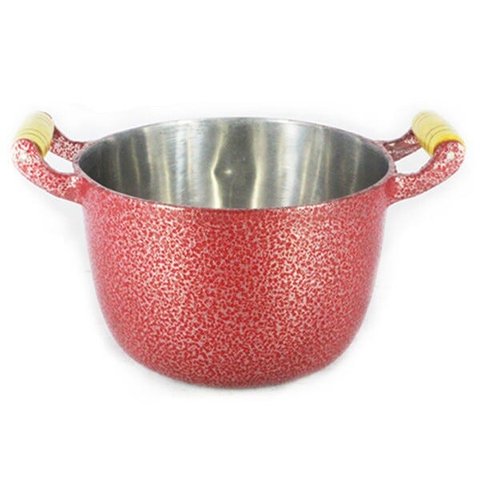 Caldeirão Alumínio Fundido Craqueado Alça De Madeira 26cm - Vermelho