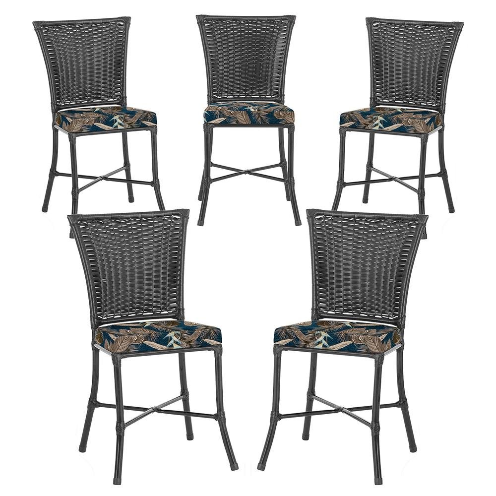 Jogo de Cadeiras para Cozinha - Kit com 5 Cadeiras em Aluminio e Fibra Sintetica Turquia Preta - 1