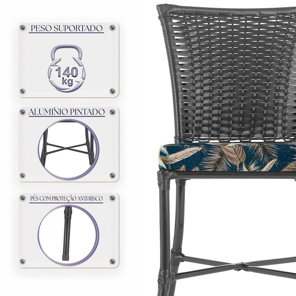 Jogo de Cadeiras para Cozinha - Kit com 5 Cadeiras em Aluminio e Fibra Sintetica Turquia Preta - 4