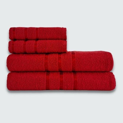 Jogo de Toalha 4 Peças Verona Luxo Beka 100% Algodão Vermelho