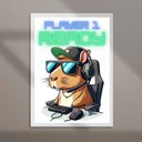 Ver imagem 2 de Quadro Decorativo Capivara Gamer 24x18cm:moldura Preta