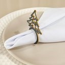 Ver imagem 3 de Kit de 6 Anéis para Guardanapos Árvore de Natal Dourado