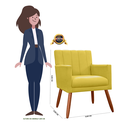 Ver imagem 4 de Poltrona Decorativa Para Sala Recepção Cecília Suede Amarelo- LM DECOR